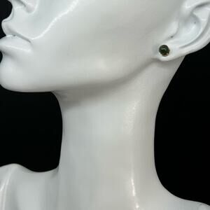 Vintage Green Ball Stud Earrings with Gold-Tone Posts 1950s Classic Jewelry